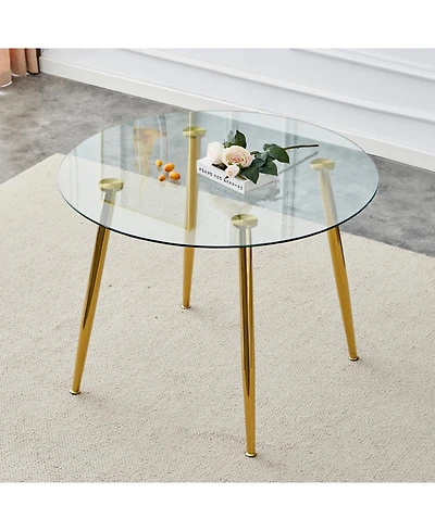 Streamdale Furniture Streamdale 40" Round Glass Dining Table with Metal Legs