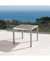 Streamdale Furniture Outdoor Dining Table: Square Gray Faux Wood, 35"