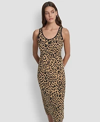 Dkny Jeans Women's Cheetah Jacquard Bodycon Sweater Dress