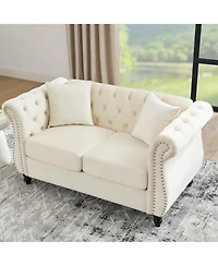 Streamdale Furniture 3-seater + 2-seater Combination sofa.Beige Velvet