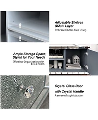 Streamdale Furniture Mirrored Tv Stand - Crushed Diamond Doors