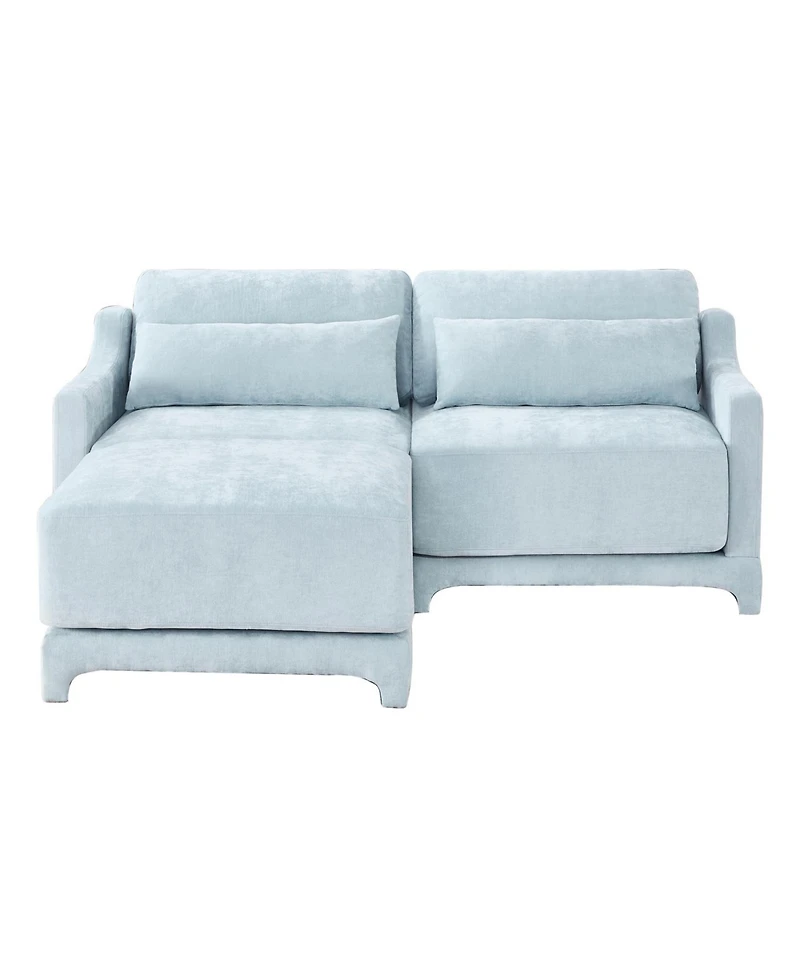 Streamdale Furniture Chenille 2-Seater Sofa w/ Ottoman & Pillows - Sky Blue