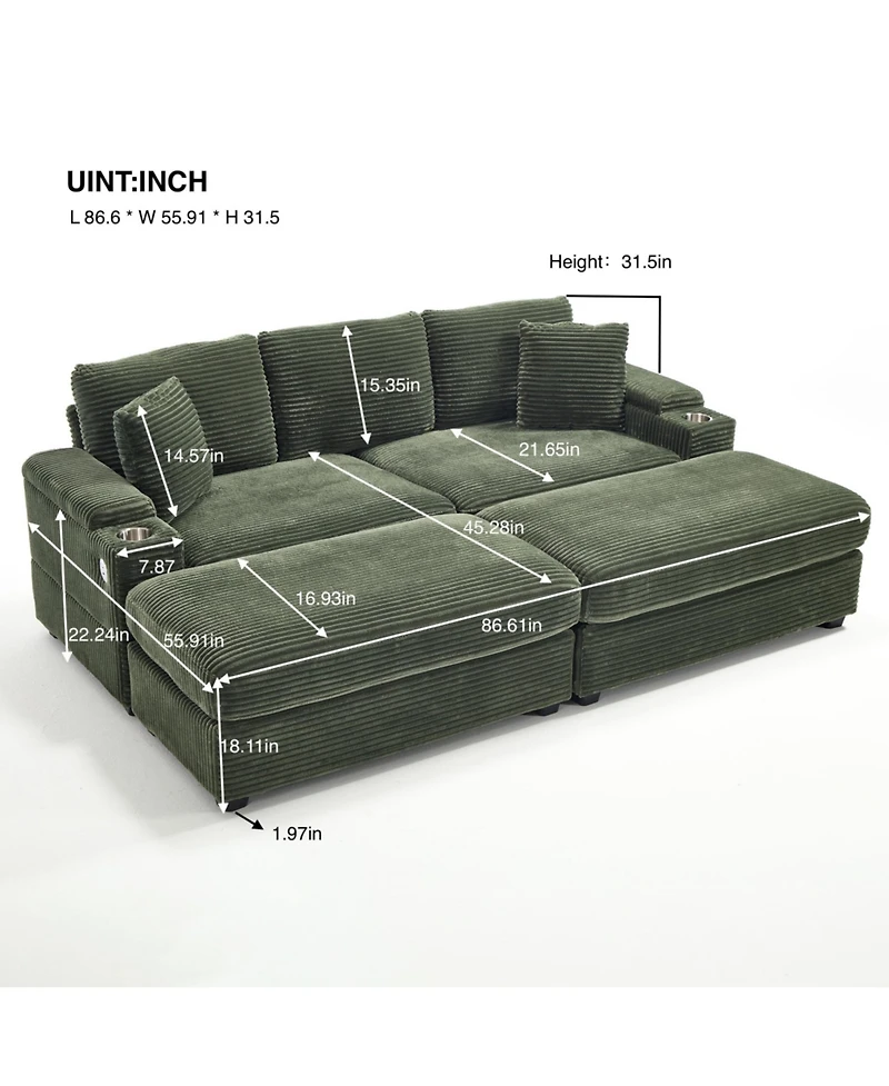 Streamdale Modular Sectional Sofa Bed Set - Green