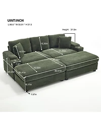 Streamdale Modular Sectional Sofa Bed Set - Green