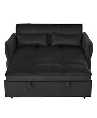 Streamdale Furniture 3-in-1 Velvet Pull-Out Couch Bed with Reclining Backrest & Pillows