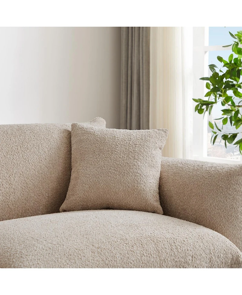 Streamdale Furniture Oversized Sherpa Loveseat Sofa with Metal Legs - Camel