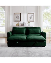 Streamdale Furniture Streamdale Corduroy Two-Seater Sofa with Storage Footrest