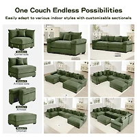 Streamdale Furniture Cloud Modular U-Shape Sectional Couch, Premium Corduroy