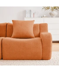 Streamdale Furniture U-Shaped Boneless Sofa, Teddy Fabric, No Assembly, Curved Armrest