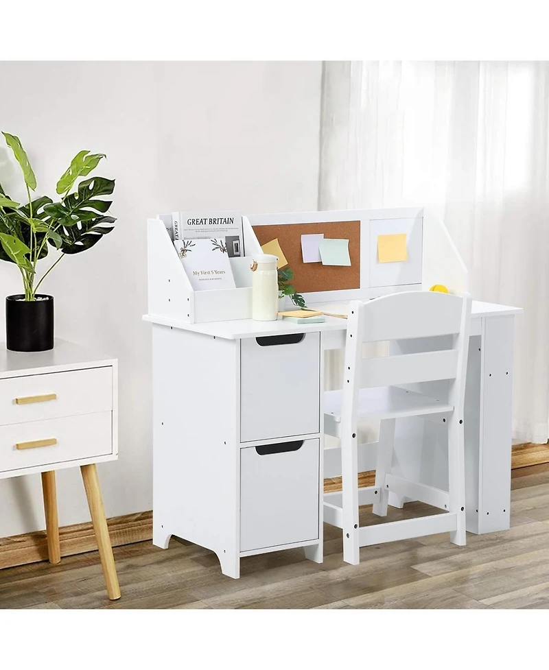 Gaomon Kids Study Desk and Chair Set, Wooden Learning Table with Storage, Hutch and Bulletin Board for Home or School