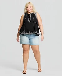 And Now This Trendy Plus Embroidered Cotton Sleeveless Top, Macy's Exclusive