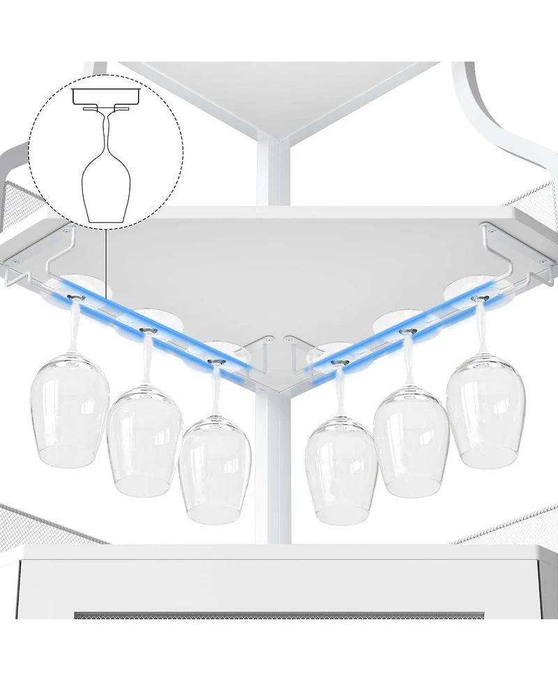 Gaomon Farmhouse Wine Bar Corner Cabinet with Detachable Rack, Mesh Door, Glass Rack & Storage for Kitchen and Dining Room