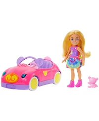 Barbie Adorable Chelsea Vehicle Set with Blonde Small Doll, Toy Car and Teddy Bear Accessory