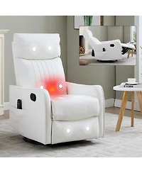 Streamdale Furniture Heat Massage Manual Recliner Chair with Rocker & Swivel