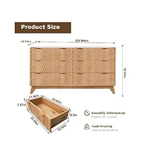 gaomon 54Inch Modern Chest of Drawers,6 Drawers Dresser with Faux Marble Top,Curved Profile Design Wood Drawer Organizer, Freestanding Storage Cabinet