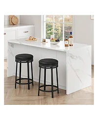 gaomon Swivel Bar Stools, 24 Inch Counter Height Bar Stools With Footrest, Pu, For Dining Room, Home Bar