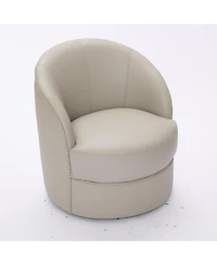 Streamdale Furniture Gream Leather Swivel Chair, 360 Spin, Mid-Century Modern Lounge Chair