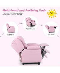 Costway Deluxe Padded Kids Sofa Armchair Recliner Headrest Children w Storage Arms