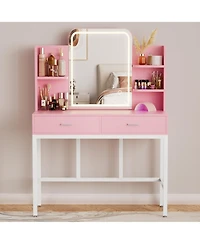 Aheaplus Makeup Vanity with Mirror and Lights, Table Drawers