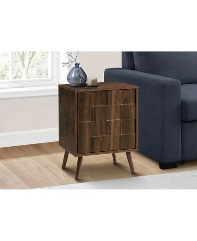 Lovmor Accent Table, End, Side Table, Small, Storage, Lamp, Walnut Laminate, Modern