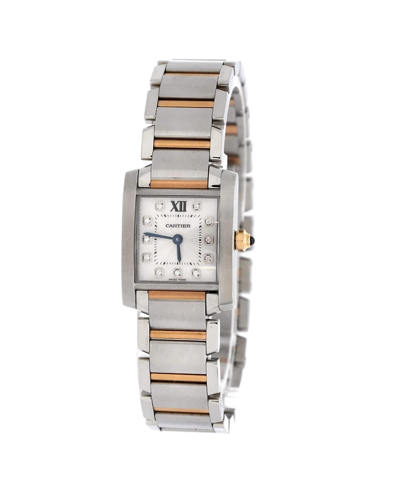 Pre-Owned Cartier Tank Francaise Quartz Watch in Stainless Steel and Rose Gold with Diamond Markers 20mm