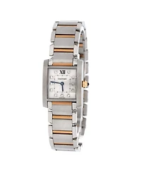Pre-Owned Cartier Tank Francaise Quartz Watch in Stainless Steel and Rose Gold with Diamond Markers 20mm