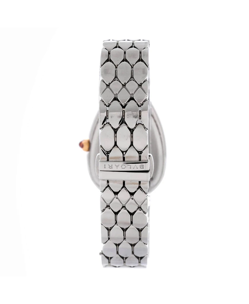 Pre-Owned Bvlgari Serpenti Seduttori Quartz Watch in Stainless Steel and Rose Gold with Diamond Bezel 25mm
