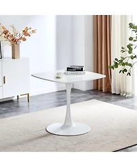 Boyel Living 24 Inch Square Dining Table for 2-4 Person, Modern Small Dining Table with Sturdy Metal Pedestal Base
