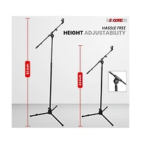 5 Core Mic Stand 2Pcs Adjustable Microphone Stands Floor w 180° Rotating Telescoping Metal Boom Arm