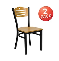 Emma+Oliver 2 Pack Slat Back Metal Restaurant Chair
