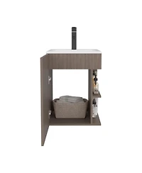 Fm Furniture Siena Compact Vanity Cabinet, Single Door, Two Open Side Shelves