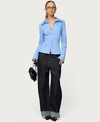 Edikted Women's Pinstripe Tailored Button Up Shirt