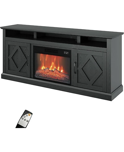 gaomon 67" Fireplace Tv Stand for TVs up to 80" with Storage Cabinets and Shelves, 23" Electric Fireplace, Living Room Bedroom