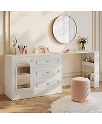 Tribesigns 78-Inch Vanity Desk 3 Drawers, with Reversible Cabinet