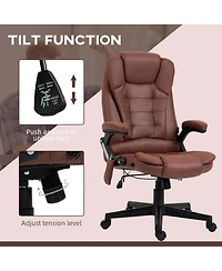 Vinsetto Massage Office Chair with 6 Points Heat Microfiber Executive Office Chair Red