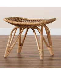 Furniture Earvin 18.9" Rattan Bohemian Footstool
