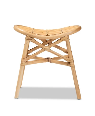 Furniture Elgon 18.5" Rattan Bohemian Footstool