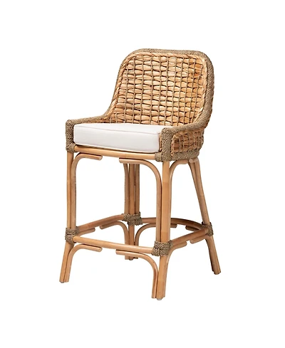 Furniture Kyle 24" Rattan Bohemian Dining Chair with Cushion