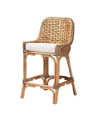 Furniture Kyle 24" Rattan Bohemian Dining Chair with Cushion