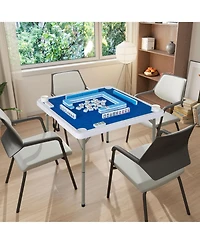 Hongge 35-Inch Folding Mahjong Table for 4 Players with Cup Holders and Card Slots