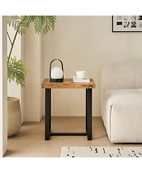 Streamdale Furniture 2-Piece Walnut Nightstand/Side Table with Metal Leg