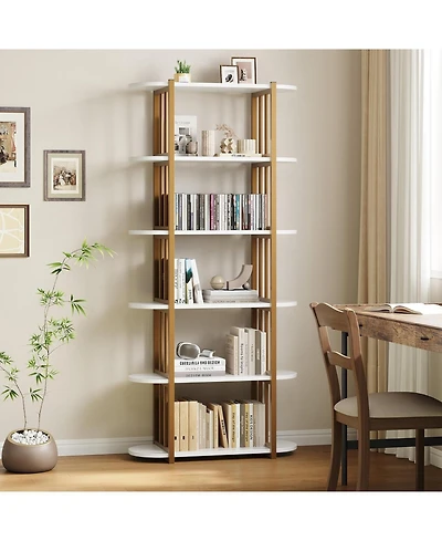 gaomon 6-Tier Wooden Bookshelf