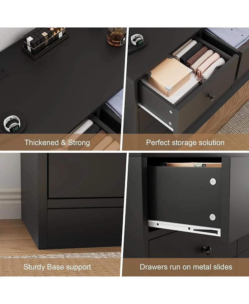 Gaomon 12 Drawer Dresser with Power Outlet, 61 Inch Wide Wood Chest of Drawers