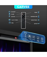 Gaomon 68" Wall Mounted/Recessed Electric Fireplace, 12 Flame Colors, Timer, Remote Control, 750/1500W, Log & Crystal