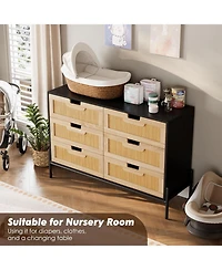 Gaomon + 6-Drawer + Rattan & Wood + Farmhouse/Modern Style + Dresser