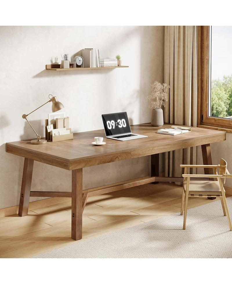 Tribesigns 71-Inch Executive Desk, Farmhouse Office Computer Desk with Sturdy Leg Structure, Writing Table