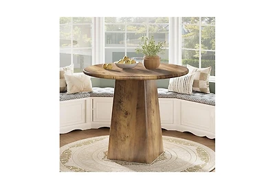 Tribesigns 31.5-Inch Round Dining Room Table for 2-4, Farmhouse Small Kitchen Dinner Table, Rustic Brown