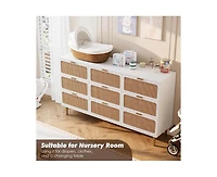 Gaomon Rattan 9 Drawer Dressers for Bedroom