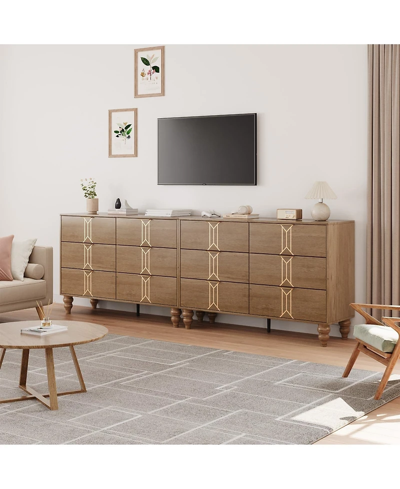 gaomon 6 Drawer Dresser with Vintage Pattern Design, Modern Chest Dresser