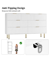 Gaomon Fluted Wood Dresser 7 Drawers Dresser for Bedroom, Large Modern Dresser with Gold Handle